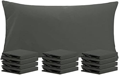  NTBAY 12 Pack 100% Brushed Microfiber Queen Pillowcases, Super Soft And Cozy, Wrinkle, Fade, Stain Resistant With Envelope Closure Pillow Cases, 20x30 Inches, Dark Grey