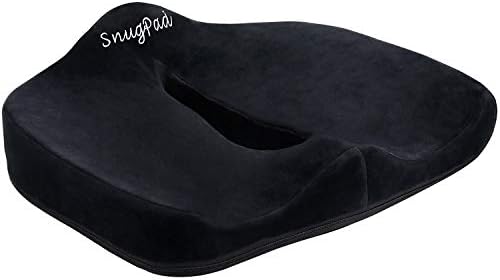  SnugPad Memory Foam Lumbar Pillow And Seat Cushion Combo, Ergonomic, Orthopedic, Lower Back Support, Premium Washable Velvet Covers With Non-Slip Bottom, Ideal For Office Chairs And Car Seats (Black)
