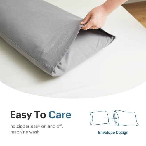  Acanva Fluffy Bed Sleeping Side Sleeper Body Pillow Insert, 20” X 60”with Grey Pillowcase, White