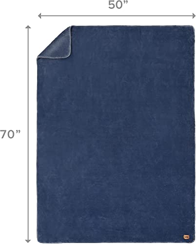 Ugg 11063 Whitecap Plush Flannel Oversized Reversible Fleece Throw Blanket Lightweight Comfortable Cozy Hotel Style Home Decor Soft Luxurious Blanket For Living Or Bed Room, 70 X 50-Inch, Denim