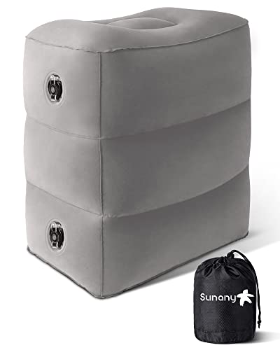  Sunany Inflatable Foot Rest Pillow For Travel, Kids/Adults Airplane Travel Pillow-Adjustable Height Cushions,for Kids To Sleep While Traveling,Suitable For Office, Home And Any Travell (1 Pack)