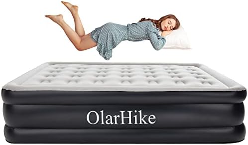  Inflatable Queen Air Mattress With Built In Pump,18"Elevated Durable Air Mattresses For Camping,Home&Guests,Fast&Easy Inflation/Deflation Airbed,Black Double Blow Up Bed,Travel Cushion,Indoor
