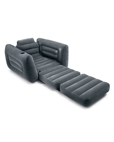 Intex Pull-Out Chair Inflatable Bed, 46" X 88" X 26", Twin, Grey