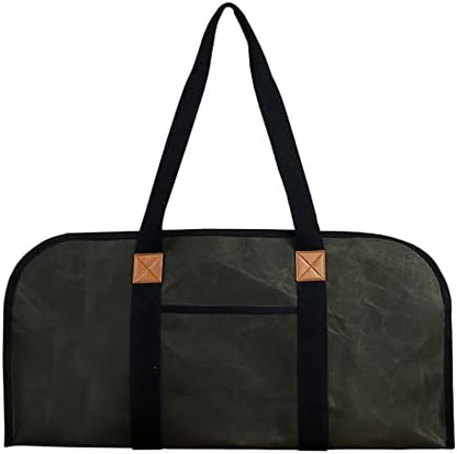  Petyoung Large Capacity Firewood Carrier, Portable Wet Waxed Canvas Durable Wood Bag Multifunctional Storage Hand Bag