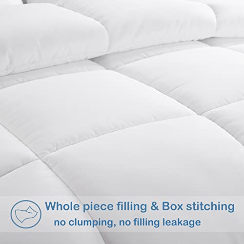  All Season Queen Size Soft Quilted Down Alternative Comforter Reversible Duvet Insert With Corner Tabs,Winter Summer Warm Fluffy,White,88x88 Inches