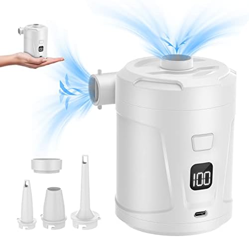  Electric Air Pump For Inflatables, 5200mAh Air Mattress Pump Portable With 4 Nozzles & LED Display Screen, Inflator/Deflator Pumps For Pool, Camping, Inflatable Cushions, Boats, Swimming Ring