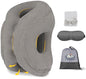  TrekStar Inflatable Travel Neck Pillow | Ergonomic Design | Support Head, Neck Pain For Sleeping Aid In Airplane/Buses/Office/Cars/Trains With Free Eye Mask, Earplugs