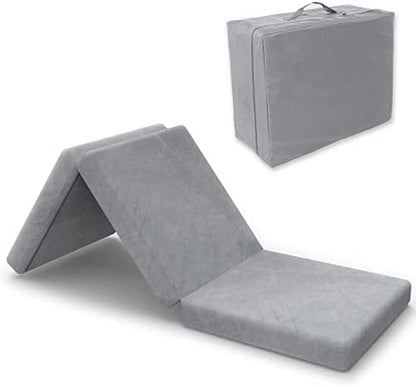  Folding Mattress, 4" Foldable Mattress With Storage Bag Tri Foam Topper Floor Cot Mattress, Guset Bed With Machine Washable Cover And Waterproof Lining, CertiPUR-US Certified 25 X 75 Inch