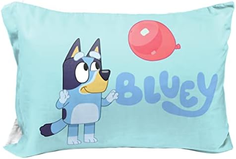  Jay Franco Bluey Hello 1 Single Reversible Pillowcase - Double-Sided Kids Super Soft Bedding (Official Bluey Product)