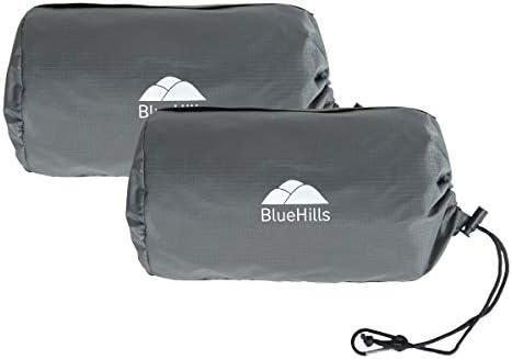  BlueHills Ultra Compact Travel Blanket Pillow In Portable Bag Case Soft 70 X 56 With Strap Backpack Clip Premium Cozy Soft Compact Pack Large Blanket For Airplane Flight Layover Grey - Gray C002