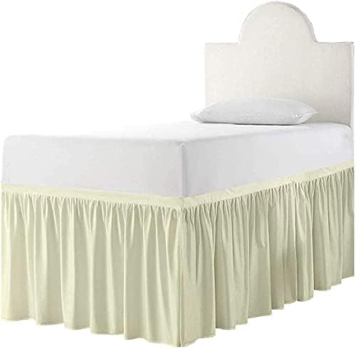  - Bed Skirt For Dorm Room, Ruffled Dorm Sized Bed Skirt Three Fabric Sides College Dorm Bed Skirt - White - Twin XL - 32 Inch Drop, White Solid, Twin-XL-32In Drop