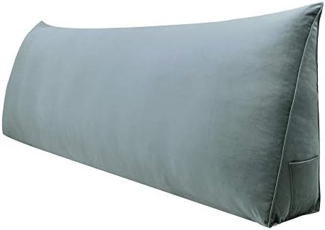  WOWMAX Triangular Wedge And Body Positioners Reading Pillow Large Bolster Headboard Backrest Support Cushion For Day Bed Bunk Bed With Removable Cover Twin Velvet Gray