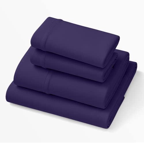  Purple SoftStretch Sheets, King/Cal King, Bamboo Sheets, Moisture-Wicking, Stormy Grey, California King