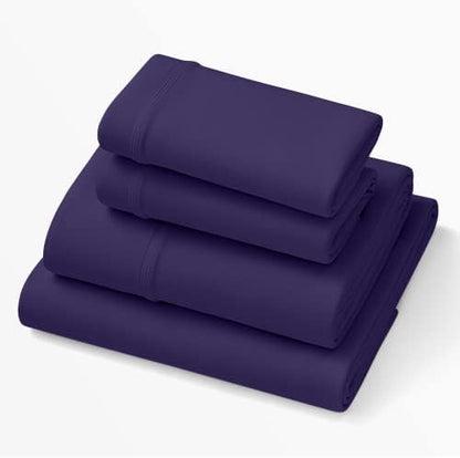  Purple SoftStretch Sheets, King/Cal King, Bamboo Sheets, Moisture-Wicking, Stormy Grey, California King
