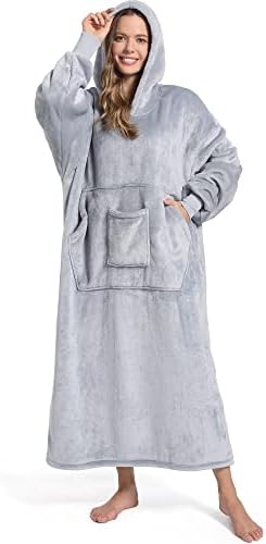  Oversized Wearable Blanket Sweatshirt For Women Men,Warm Cozy Fleece Sherpa Hooded Blanket With Deep Pockets For Adult Kids