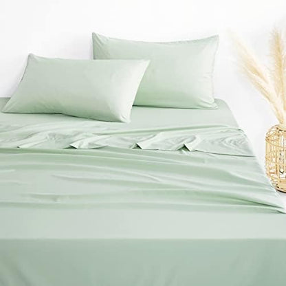  - Light Beige Sheet Set, Plain Solid Color, Soft Microfiber Bedding (4pcs, Queen Size)