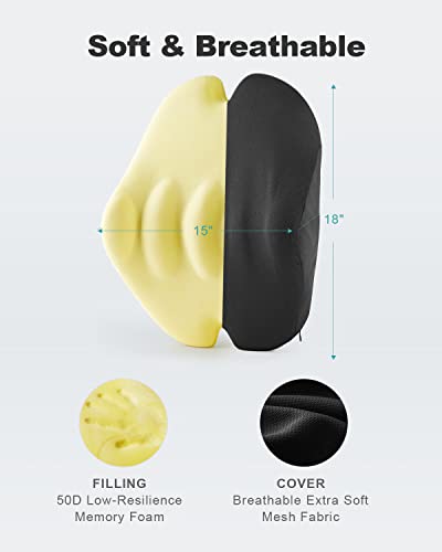  Foamula Vibrating Lumbar Support Pillow, Back Support Pillow With Vibrating Motors For Back Pain Relief, Ergonomic Design With Adjustable Strap For Home Office Chair, Gaming Chair, Car Seat, Plane