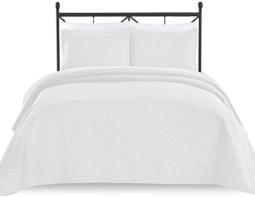  Luxe Bedding 3-Piece Oversized Quilted Bedspread Coverlet Set (King/Calking, WAVA/Navy)