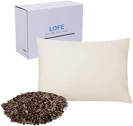  LOFE Cylinder Buckwheat Pillow With Pillowcase - Adjustable Bolster Pillow(17x6), Organic Cotton Case, Cervical Neck Support Pillow, Neck Pain Relief, Breathable Cool Sleep For Back And Side Sleepers