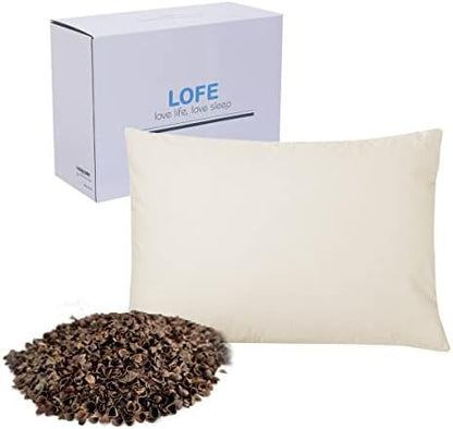  LOFE Cylinder Buckwheat Pillow With Pillowcase - Adjustable Bolster Pillow(17x6), Organic Cotton Case, Cervical Neck Support Pillow, Neck Pain Relief, Breathable Cool Sleep For Back And Side Sleepers