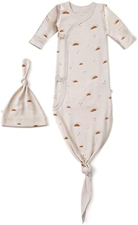  MakeMake Organics GOTS Organic Cotton Kimono Knotted Blanket Tie Wearable Blanket Sleep Sack Baby Swaddle Hat Set Layette Mitten Boys Girls (Wildcat, Newborn)