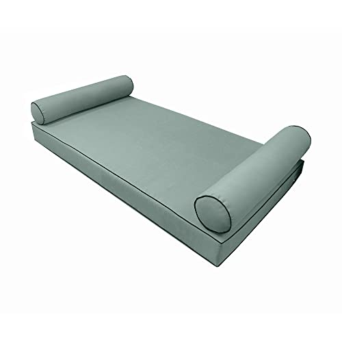  MH GLOBAL |SLIPCOVER ONLY|S5 Outdoor Daybed Mattress Bolster Pillow Cushion Covers Contrast Pipe Trim Queen AD002