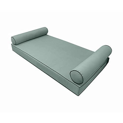  MH GLOBAL |SLIPCOVER ONLY|S5 Outdoor Daybed Mattress Bolster Pillow Cushion Covers Contrast Pipe Trim Queen AD002