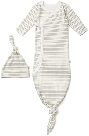  MakeMake Organics GOTS Organic Cotton Kimono Knotted Blanket Tie Wearable Blanket Sleep Sack Baby Swaddle Hat Set Layette Mitten Boys Girls (Wildcat, Newborn)
