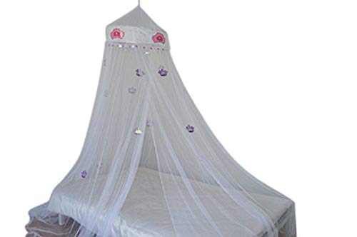  OctoRose Princess Crown Bed Canopy Mosquito Net For Crib, Twin, Full, Queen Or King Size (White)