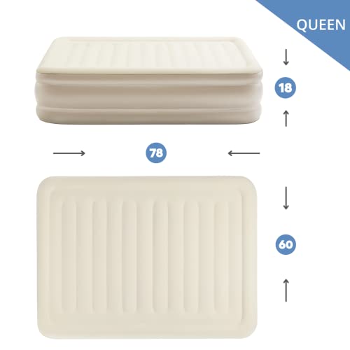  Deluxe Queen Maintain Firmness Air Mattress With Built-in Constant Comfort® Dual Pump 18” Inflatable Blow Up Air Bed Waterproof Punctual Resistant For Home Guests Travel Camping