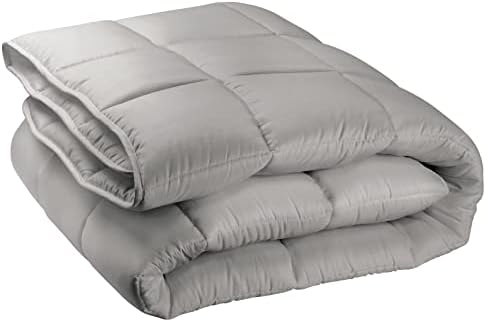  MDesign Twin All-Season Down Alternative Comforter - Quilted Duvet Insert Or Stand-Alone Comforter - Plush Microfiber Fill, Box Stitched - Machine Washable - Gray