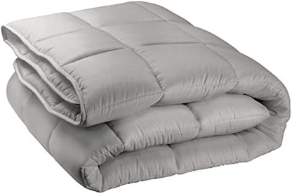  MDesign Twin All-Season Down Alternative Comforter - Quilted Duvet Insert Or Stand-Alone Comforter - Plush Microfiber Fill, Box Stitched - Machine Washable - Gray