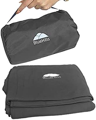  BlueHills Ultra Compact Travel Blanket Pillow In Portable Bag Case Soft 70 X 56 With Strap Backpack Clip Premium Cozy Soft Compact Pack Large Blanket For Airplane Flight Layover Grey - Gray C002