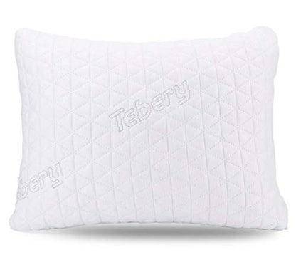  Tebery Shredded Memory Foam Travel Pillow With Bamboo Derived Viscose Rayon Cover Adjustable Compressible Camping Pillow With Stuff Sack Great For Backpacking, Airplane Or Car Travel - 14" X 19"