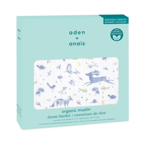  Aden + Anais 100% Organic Cotton Muslin Baby Blanket Crib Bedding For Newborn Baby And Toddler, Nursery Blanket For Boys And Girls, Baby Registry And Shower Gift - Outdoors, Sleepy Forest