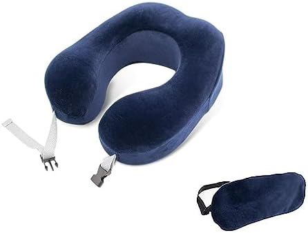  Wo Yuan Travel Pillow-100% Pure Memory Foam Neck Pillow (Blue)
