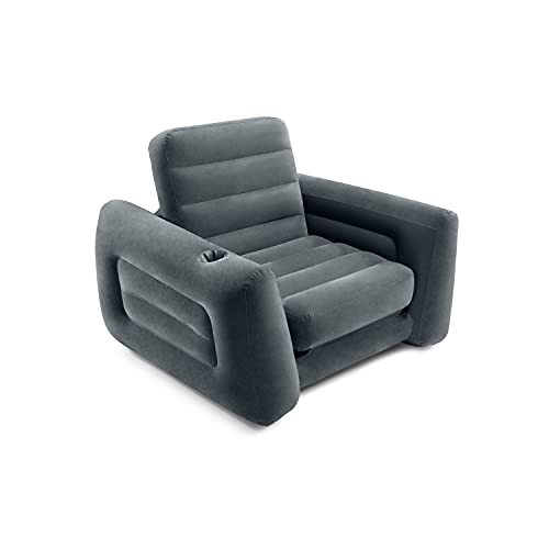 Intex Pull-Out Chair Inflatable Bed, 46" X 88" X 26", Twin, Grey