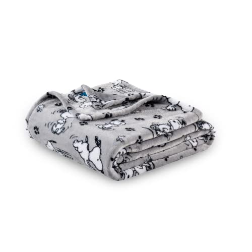  VelvetLoft® Peanuts® Snoopy Cute Character Plush Throw Blanket,Peanuts Poses And Paws,Throw 55 X 70 Inches (Official Peanuts® Product)