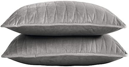  Premium Heavy Velvet Quilt Set With Cotton Backing, King, Charcoal