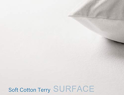  King Size Mattress Protector,100% Waterproof Mattress Cover, Soft Cotton Terry Surface, Fitted18 Deep Pocket, Breathable& Noiseless