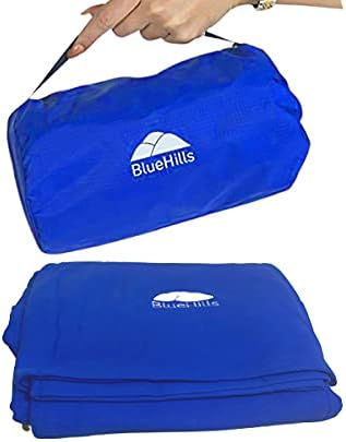  BlueHills Ultra Compact Travel Blanket Pillow In Portable Bag Case Soft 70 X 56 With Strap Backpack Clip Premium Cozy Soft Compact Pack Large Blanket For Airplane Flight Layover Grey - Gray C002