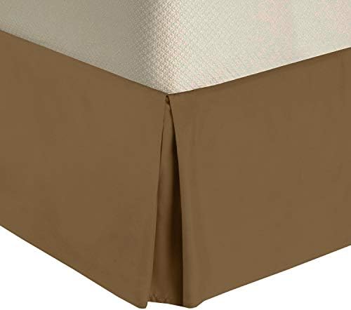  Solid 300 Thread Count, 100-Percent Cotton Full Pleated Tailored With 15-Inch Drop And Split Corners Bed Skirt, Taupe