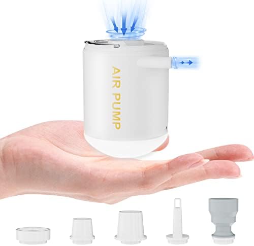  Electric Air Pump + Camping Lantern, 6 Nozzles Mini Air Pump For Inflatables, 2000MAh Rechargeable Battery Multifunctional Quick-Fill Inflate Deflate For Air Mattress Pool Floats Swimming Ring