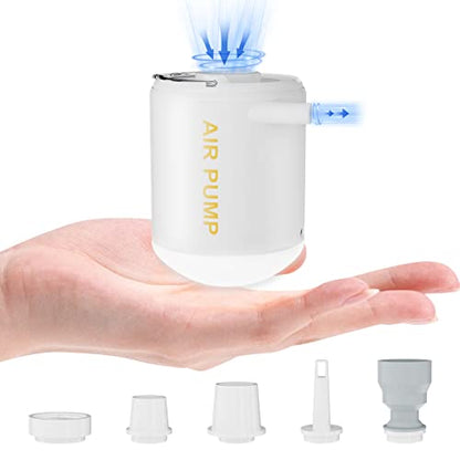  Electric Air Pump + Camping Lantern, 6 Nozzles Mini Air Pump For Inflatables, 2000MAh Rechargeable Battery Multifunctional Quick-Fill Inflate Deflate For Air Mattress Pool Floats Swimming Ring