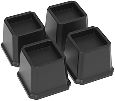  Napnapday Bed Risers 2 Inch Heavy Duty Bed Furniture Elevators, 1,500 Lbs Lifts Up Riser For Sofa And Table Set Of 4, Black
