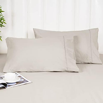  PHF 100% Washed Cotton Ruffle Pillowcases Standard Size, 2 Pack 20" X 26" Pillow Shams, No Insert, Ultra Soft Cotton Linen Like Pillow Cases,Decorative Farmhouse Bedding Pillow Covers, Linen