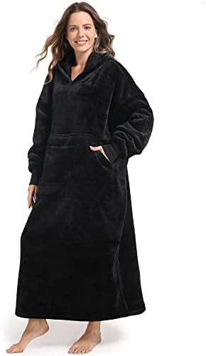  Oversized Wearable Blanket Sweatshirt For Women Men,Warm Cozy Fleece Sherpa Hooded Blanket With Deep Pockets For Adult Kids