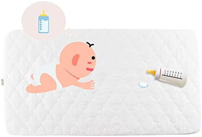  Waterproof Crib Mattress Protector, Breathable Crib Mattress Pad For Baby & Toddler, Quilted Crib Mattress Cover, 52 X 28 X 8 Inch, Grey