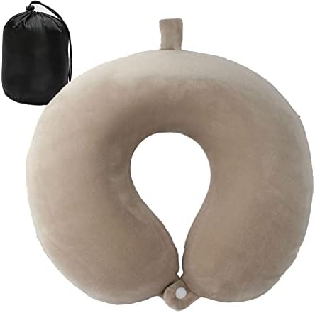  DUANY STORE Neck Pillow For Traveling, Upgraded Travel Neck Pillow For Airplane 100% Pure Memory Foam Travel Pillow For Flight Headrest Sleep, Portable Plane Accessories (Pink)