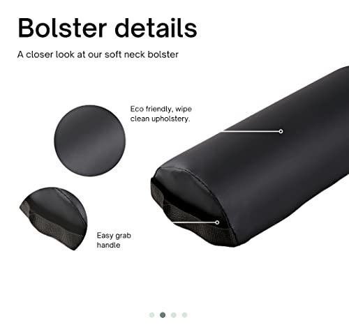  Ibodycare Neck Bolster Pillow For Massage Therapy Table, Yoga, Back Or Knee Support, Wedge For Comfort And Pain Relief, Moon Shaped Table Accessory, Half Round Bed Pad (Black)